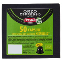 Crastan Bio Orzo Espresso Italiano 50 Capsule Compatibili con Macchine Nespresso* 135 g