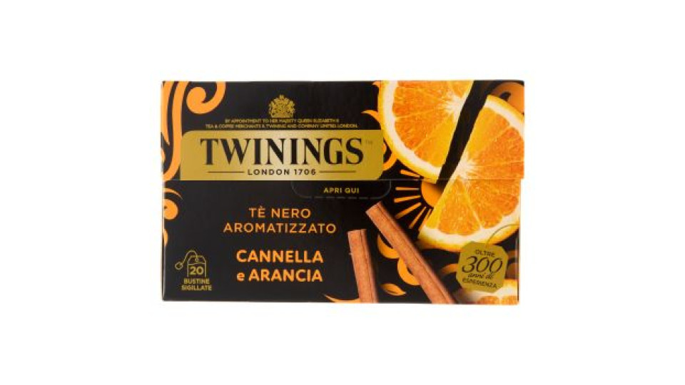 Twinings Cannella e Arancia Tè Nero aromatizzato 20 filtri The 40 g