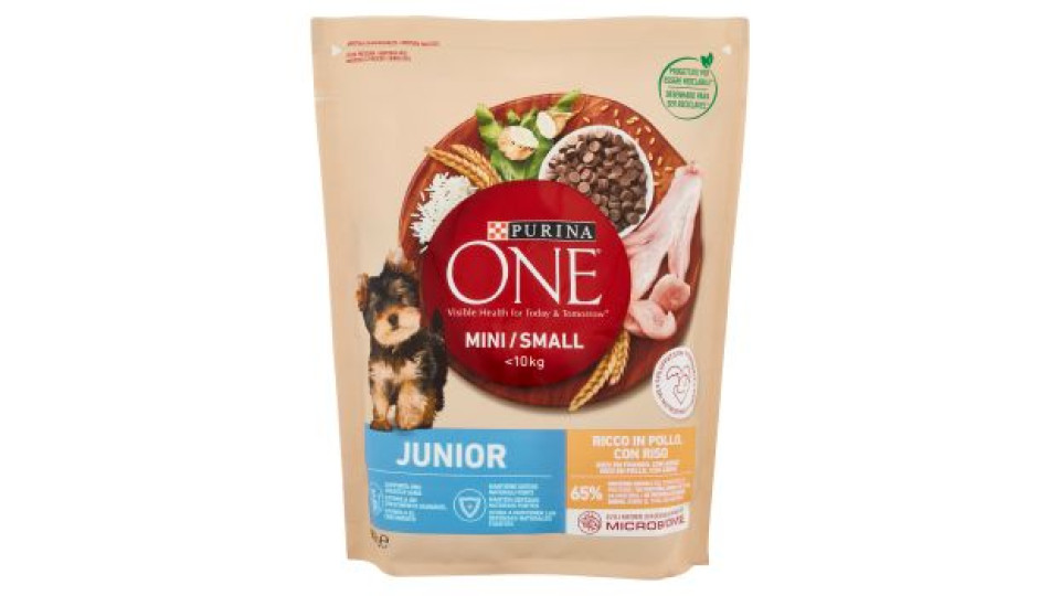 PURINA ONE Mini/Small Junior Ricco in Pollo con Riso 800g