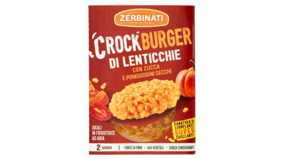 Zerbinati Crockburger di Lenticchie con Zucca e Pomodorini Secchi 2 x 80 g