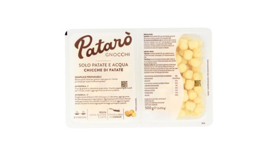 Patarò Gnocchi Solo Patate e Acqua Stelline di Patate 2 x 200 g