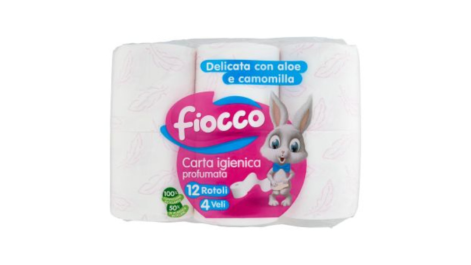 Fiocco Carta igienica profumata Delicata con aloe e camomilla 12 pz