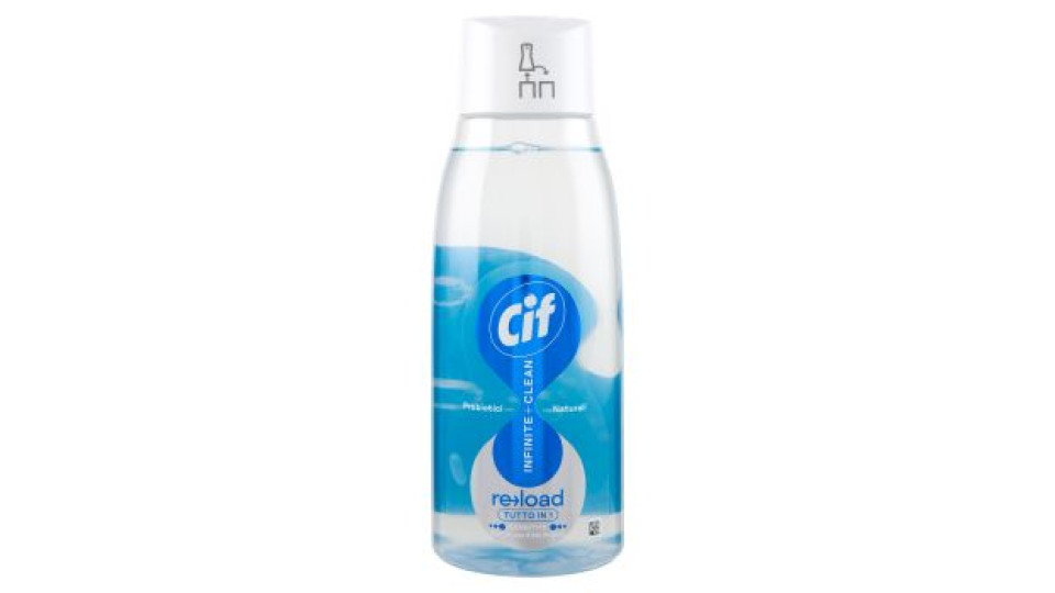 Cif Infinite + Clean reload Tutto in 1 Sensitive Fiori di Loto & Sali Minerali 590 ml