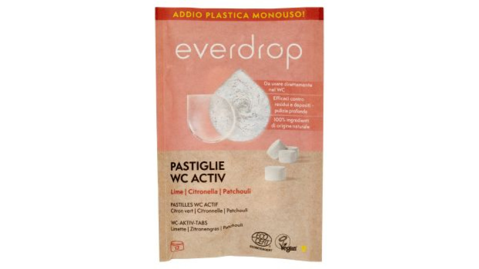 everdrop Pastiglie WC Activ Lime - Citronella - Patchouli 12 pz