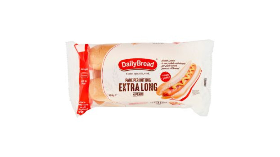 DailyBread Pane per Hot Dog Extra Long Panini 4 x 80 g