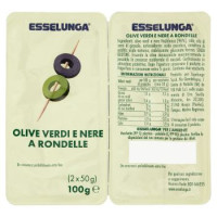 Esselunga Olive verdi e nere a rondelle 2 x 50 g