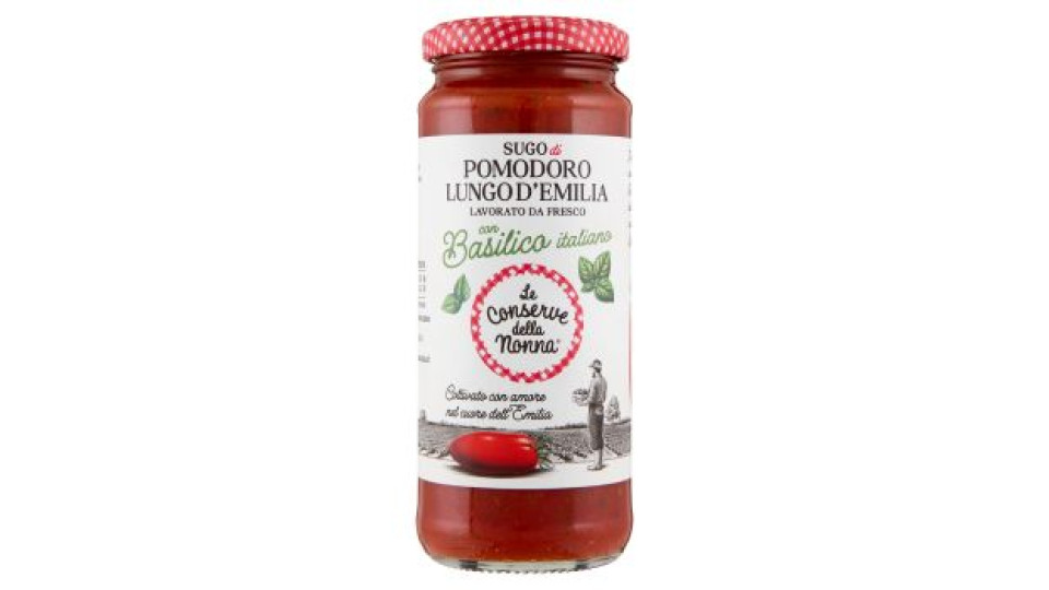 Le Conserve della Nonna Sugo di Pomodoro Lungo d'Emilia con Basilico italiano 330 g