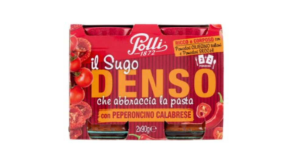 Polli il Sugo Denso che abbraccia la pasta con Pomodoro e Peperoncino Calabrese 2 x 90 g