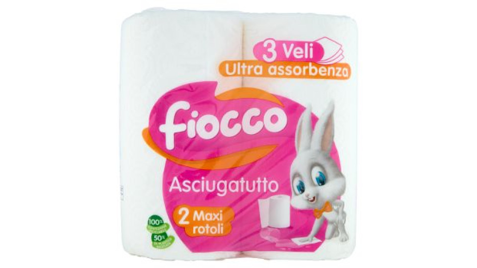 Fiocco Asciugatutto Ultra assorbenza 3 Veli 2 pz
