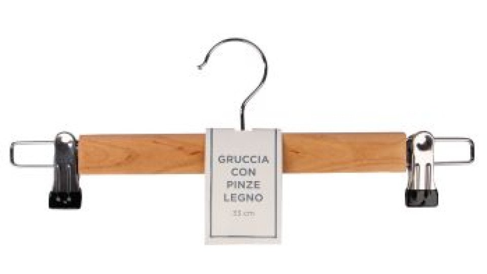 Gruccia con Pinze Legno 33 cm