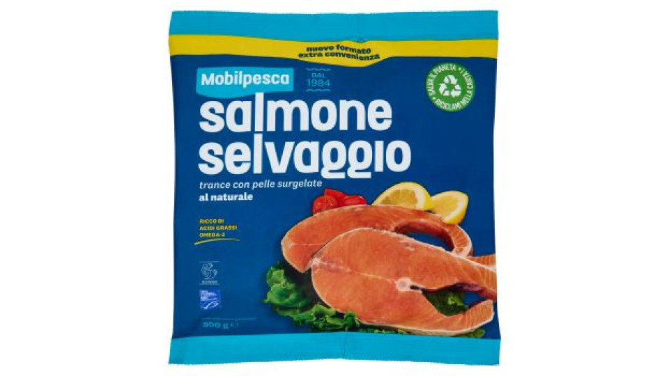 Mobilpesca salmone selvaggio trance con pelle surgelate al naturale 500 g
