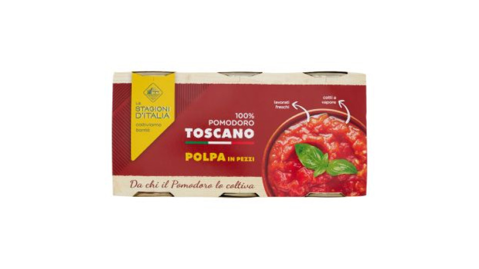Le Stagioni d'Italia Polpa in Pezzi 100% Pomodoro Toscano 3 x 400 g