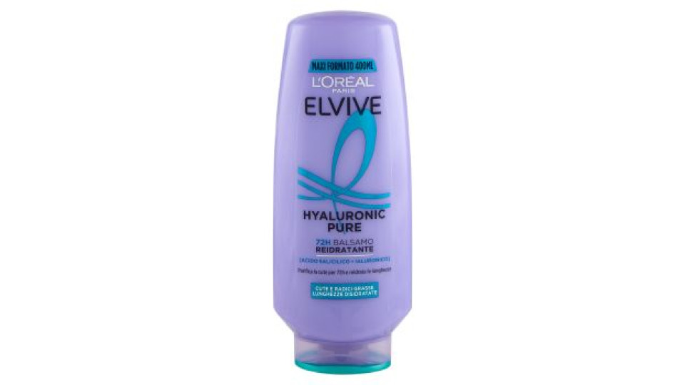 Elvive Hyaluronic Pure 72H Balsamo Reidratante, per Cute e Radici Grasse, 400 ml