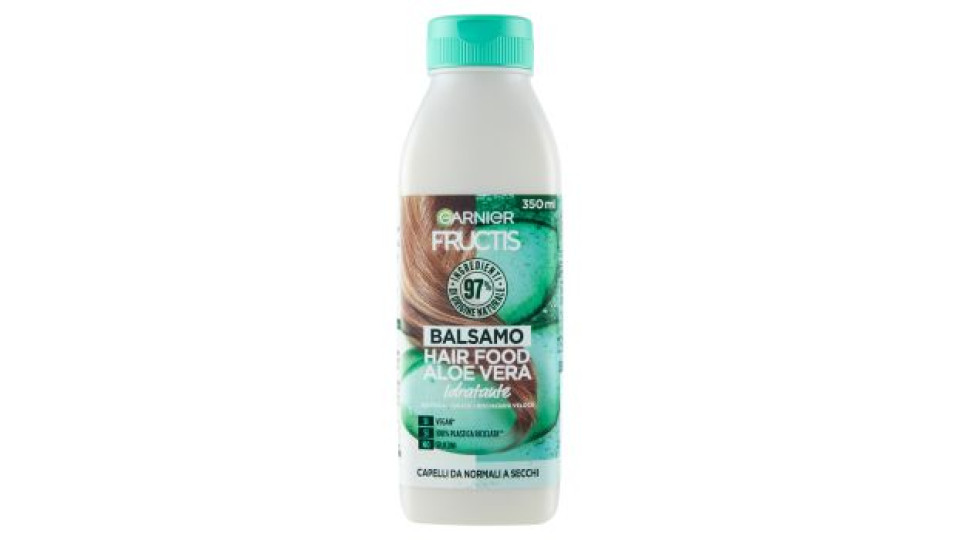 Garnier Fructis Hair Food, Balsamo idratante all'aloe per capelli disidratati, 350 ml