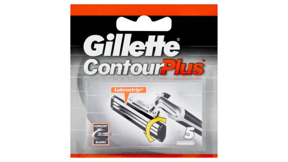 Gillette Lamette di Ricambio per Rasoio da Uomo Contour Plus, 5 Ricariche