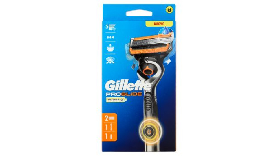 Gillette Proglide Power Rasoio da Uomo a 5 Lame, 1 Manico + 2 Lamette + 1 Batteria