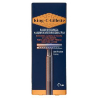 King C. Gillette Rasoio di Sicurezza Uomo Manico + Lame di Ricambio per Rasoio da Uomo 5 Ricariche