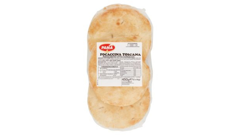 Pama Focaccina Toscana Parzialmente Cotta e Surgelata 5 x 90 g