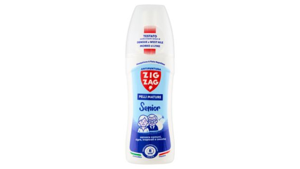 Zig Zag Antipuntura Pelli Mature Senior zanzare comuni, tigre, tropicali e zecche 100 ml