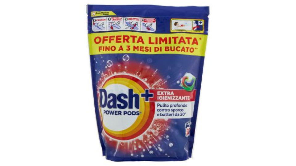 Dash Power Pods Detersivo Lavatrice In Capsule, Azione Extra-Igienizzante, 50 Lavaggi 1165 g