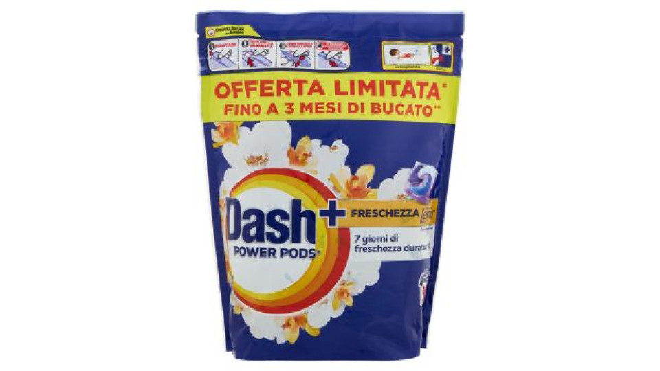 Dash Power Pods Detersivo Lavatrice Capsule + Tocco Lenor Oro e Fiori di Vaniglia 50 Lavaggi 1160 g