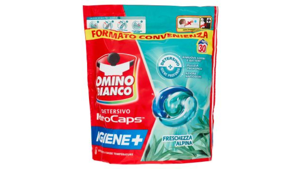 Omino Bianco Detersivo IdroCaps Igiene+ Freschezza Alpina 30 x 19 ml
