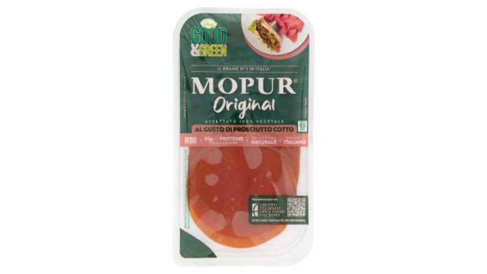 Good & Green Mopur Original Affettato 100% Vegetale al Gusto di Prosciutto Cotto 90 g