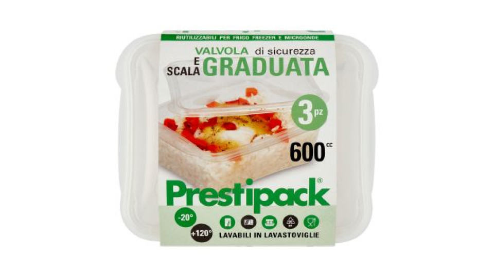 Prestipack Contenitori per Alimenti 600 cc 3 pz