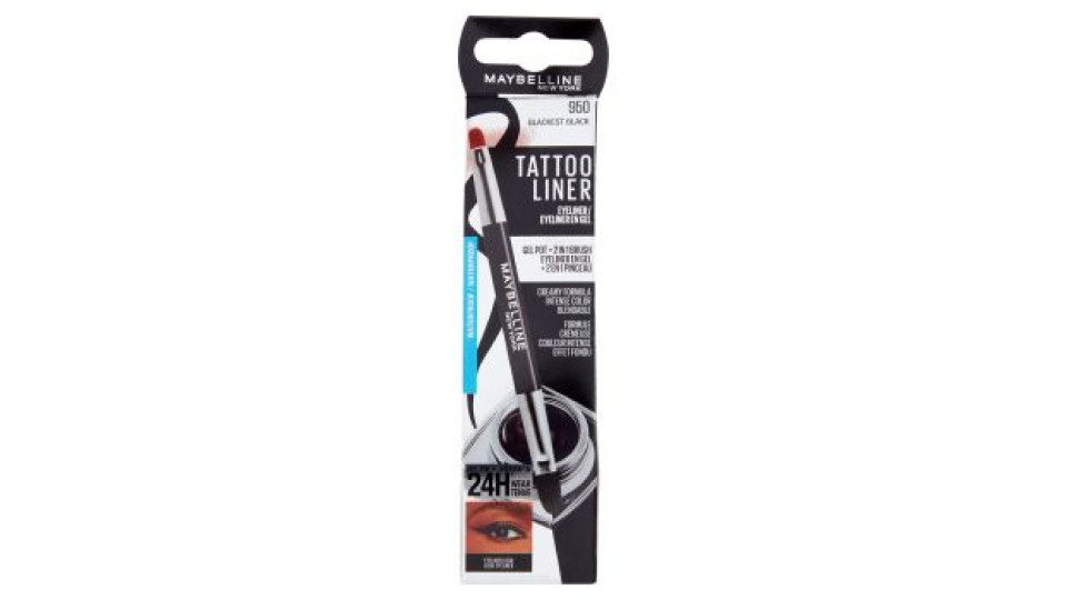 Maybelline New York Tattoo Liner Gel Pot Black + 2 in 1 Brush