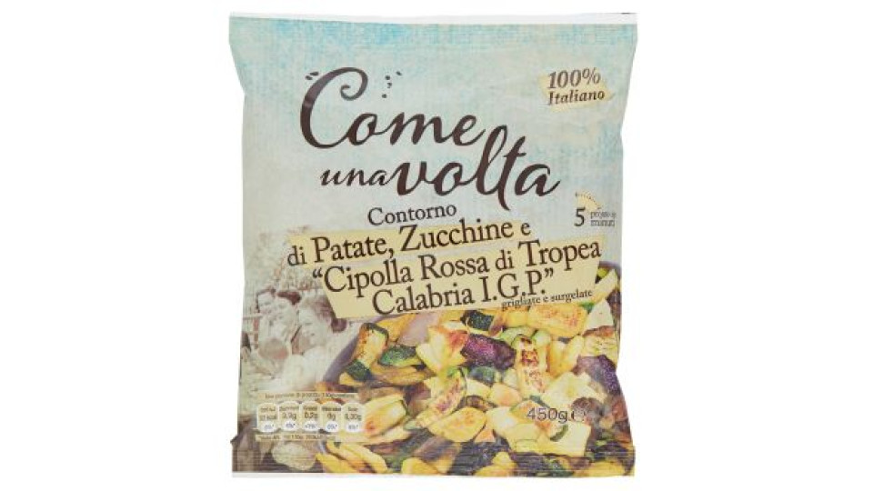 Come una volta, contorno di patate zucchine e "cipolla rossa di Tropea Calabria I.G.P" surgelato