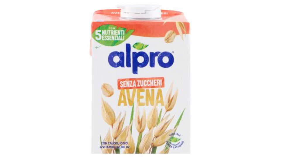 Alpro Senza Zuccheri Avena, Bevanda 100% Vegetale, Basso Contenuto di grassi, Senza Lattosio, 500ml