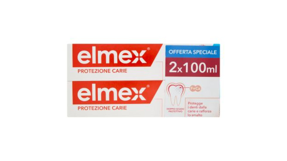 elmex dentifricio Protezione Carie doppio scudo protettivo 2x100 ml