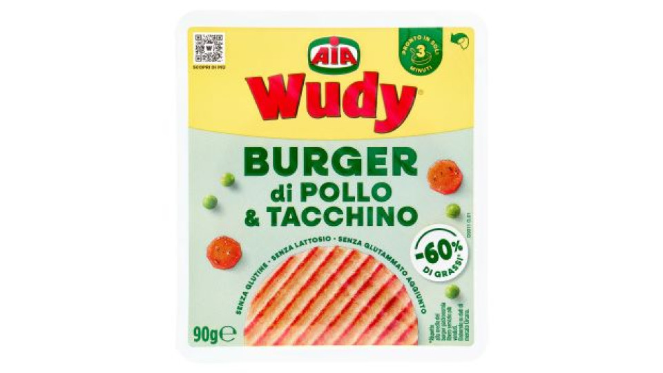 Aia Wudy Burger di Pollo & Tacchino 90 g