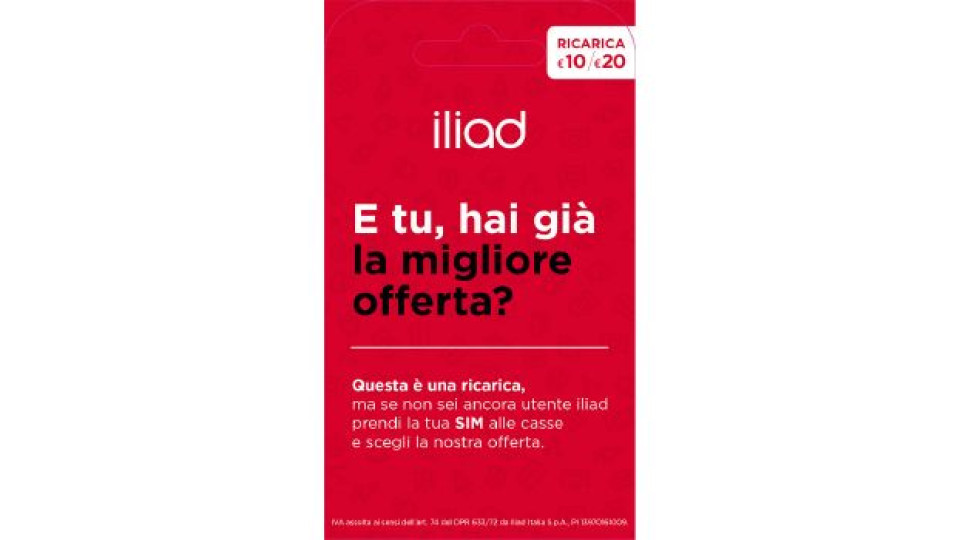 Iliad Ricarica telefonica virtuale da 10 Euro