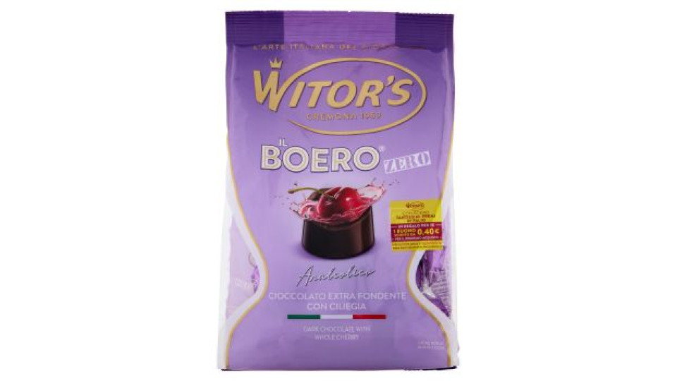 Witor's il Boero Zero Analcolico Cioccolato Extra Fondente con Ciliegia 175 g