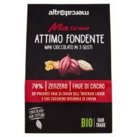 altromercato Bio Mascao Attimo Fondente Mini Cioccolato in 3 Gusti 70%, Zenzero, Fave di Cacao 130 g