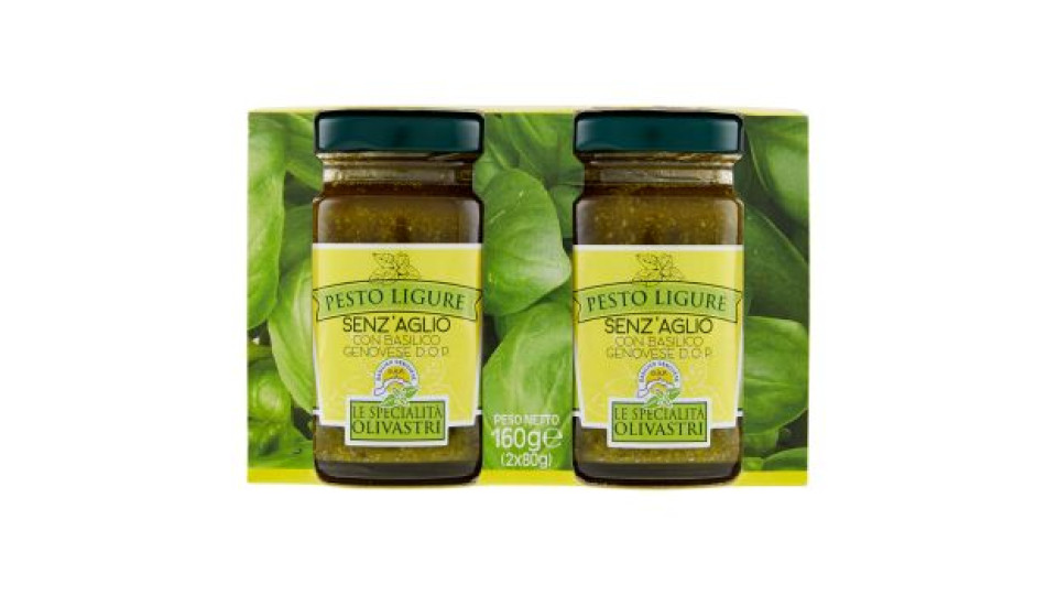 Le Specialità Olivastri Pesto Ligure Senz'Aglio con Basilico Genovese D.O.P. 2 x 80 g