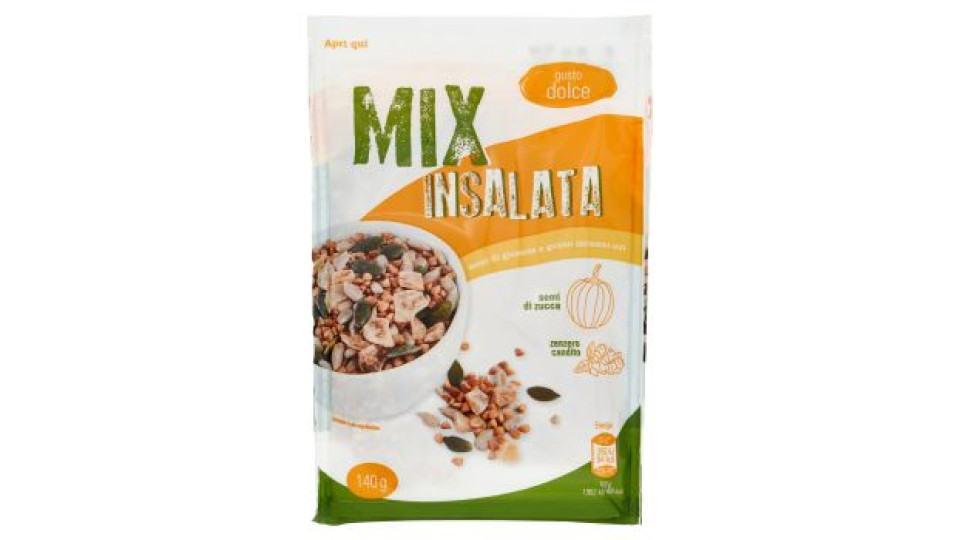 Mix Insalata semi di girasole e grano saraceno con semi di zucca, zenzero candito 140 g