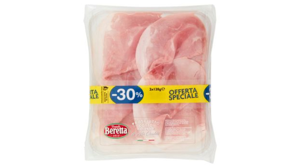 Fratelli Beretta Prosciutto Cotto Nazionale di Alta Qualità 2 x 120 g