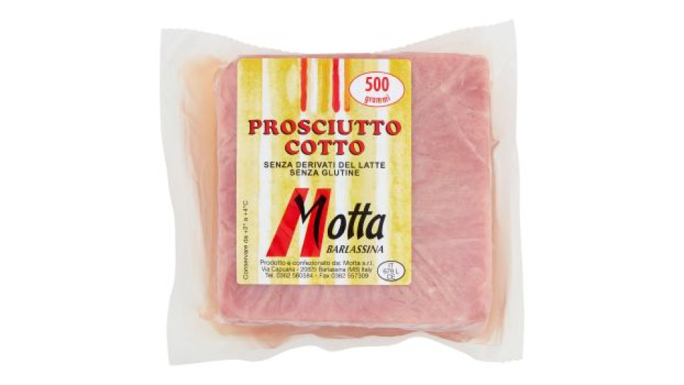 Motta Barlassina Prosciutto Cotto Senza Derivati del Latte, Senza Glutine 0,500 kg