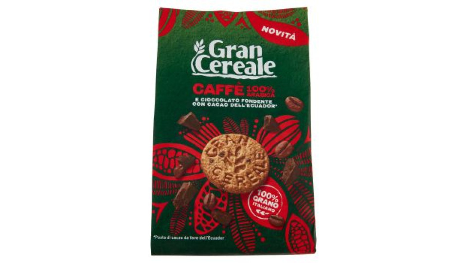 Grancereale Biscotti con Caffè 100% Arabica e Cioccolato Fondente con Fave dell'Ecuador 280g