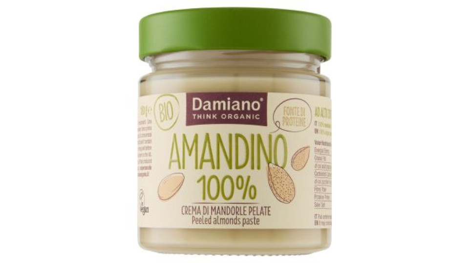 Damiano Bio Amandino 100% Crema di Mandorle Pelate 180 g