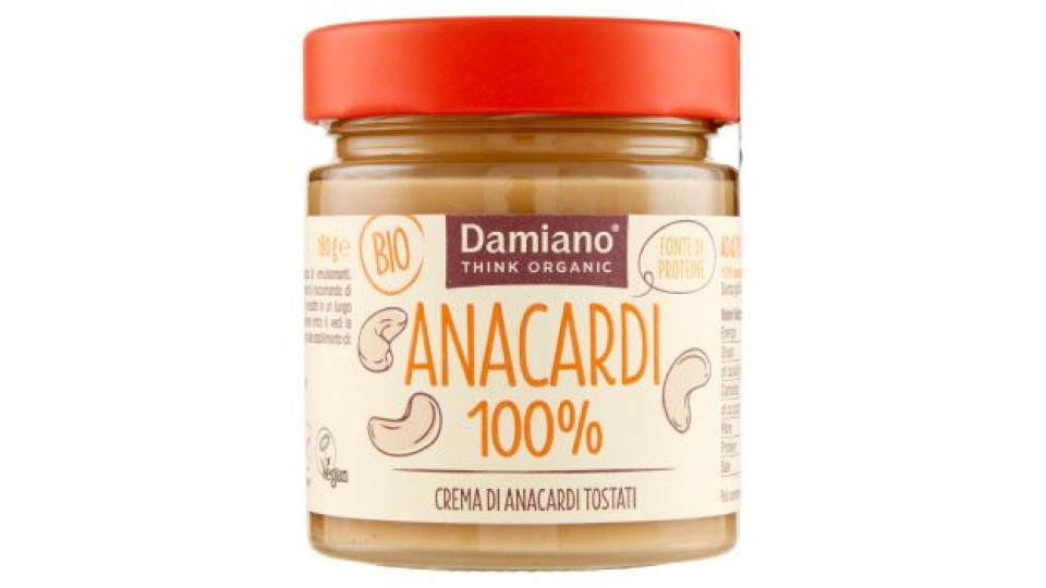 Damiano Bio Anacardi 100% Crema di Anacardi Tostati 180 g