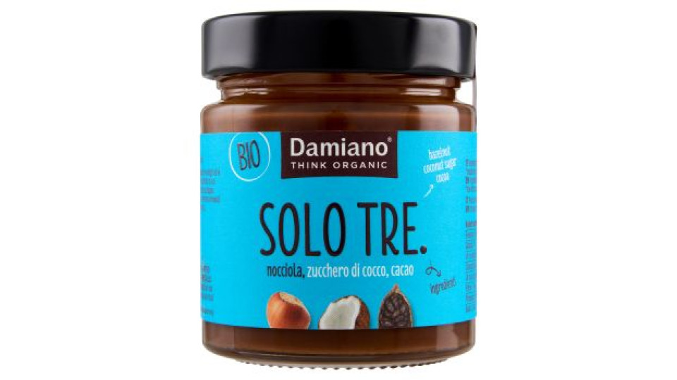 Damiano Bio Solo Tre. nocciola, zucchero di cocco, cacao 180 g