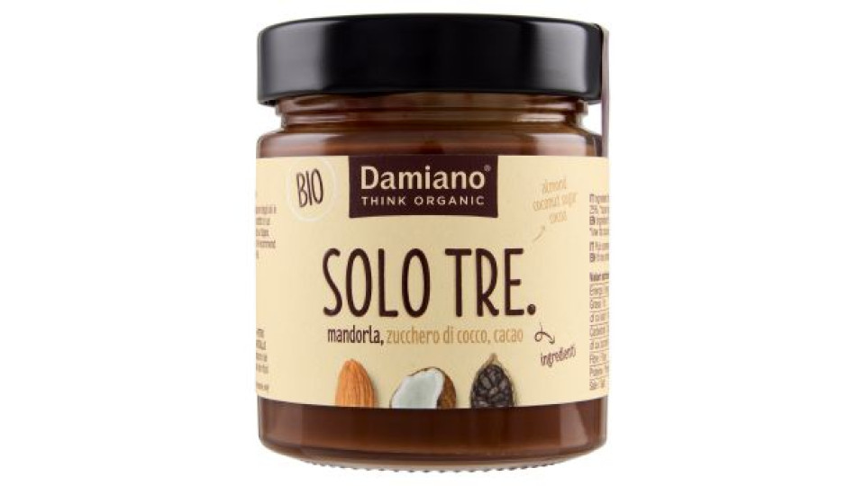 Damiano Bio Solo Tre. mandorla, zucchero di cocco, cacao 180 g