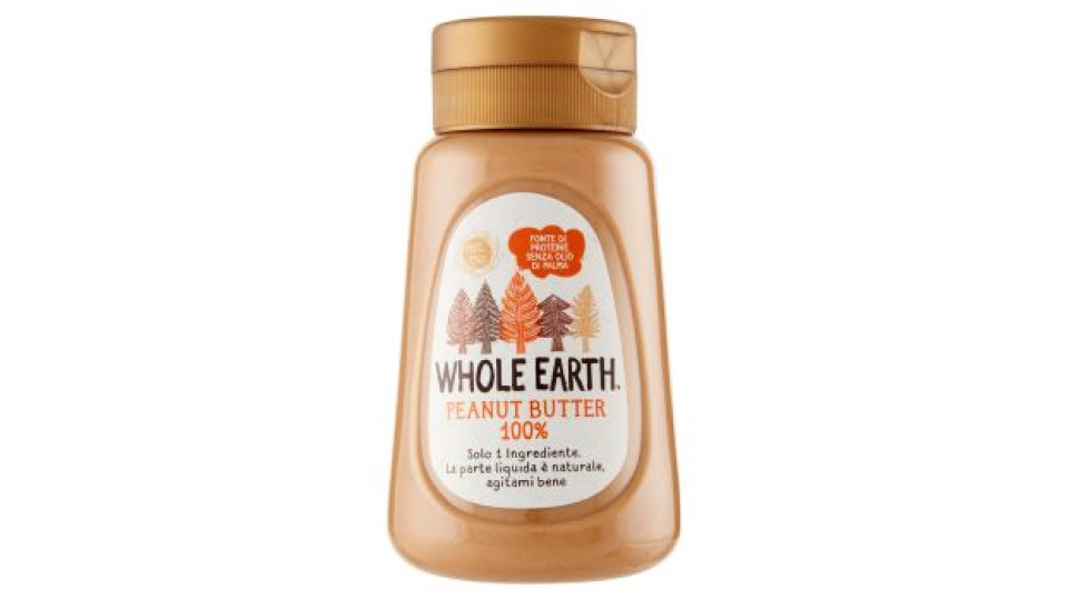 WHOLE EARTH Burro di Arachidi Cremoso, Crema Spalmabile Senza Glutine, Vegan, Bottiglia Squeeze 320g
