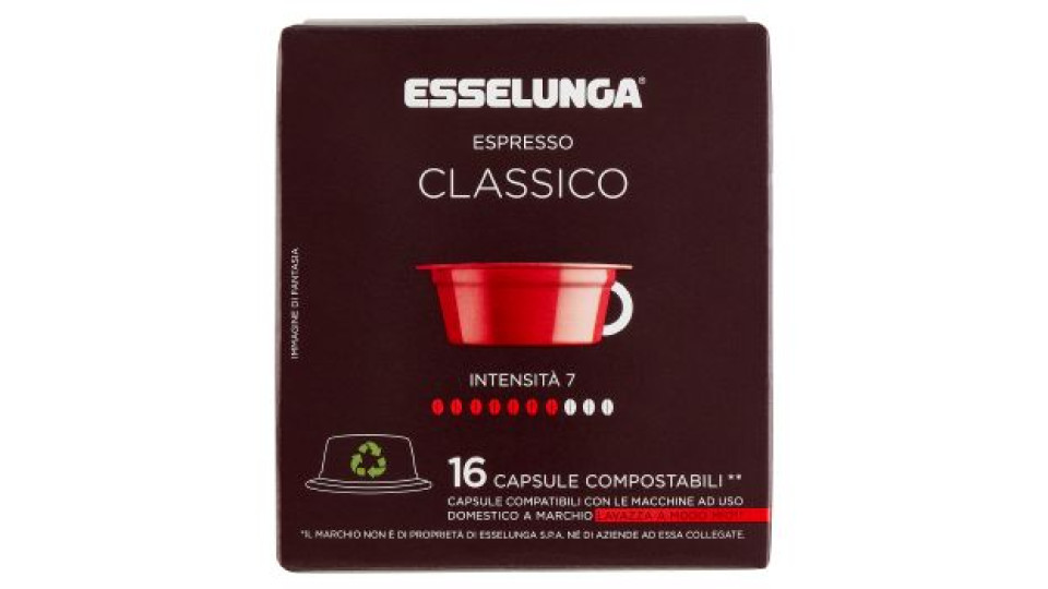 Esselunga Espresso classico 16 capsule compostabili** compatibili Lavazza A Modo Mio* 120 g