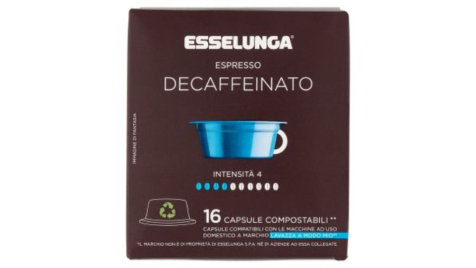 Esselunga Espresso decaffeinato 16 capsule compostabili** compatibili Lavazza A Modo Mio* 120 g