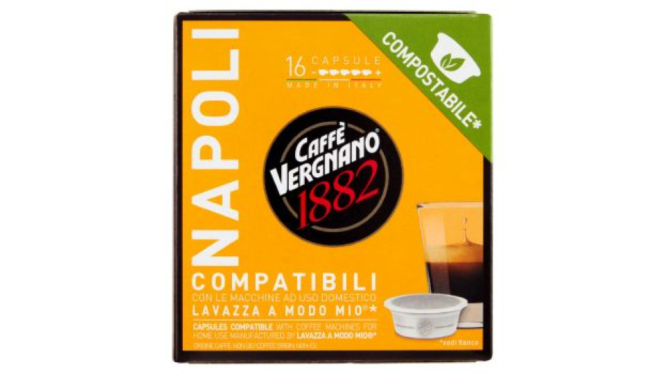 Caffè Vergnano 1882 Napoli Compostabile** Capsule Compatibili Lavazza a Modo Mio* 16 x 7,5 g
