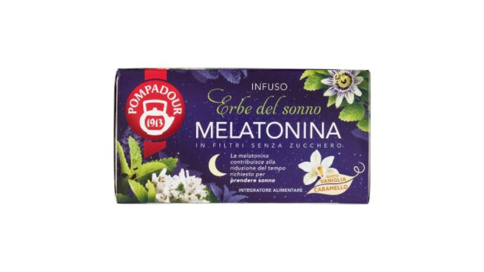 Pompadour Infuso Erbe del sonno Melatonina in Filtri Senza Zucchero bustine 18 x 2 g